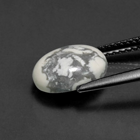 Howlita Branco acinzentado Natural 2,66ct, Corte Oval, Opaco