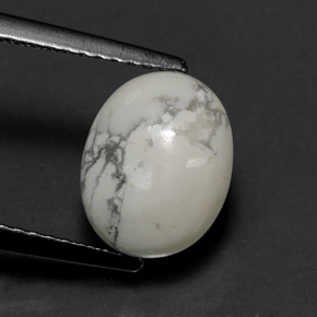 Howlita branco natural 2,65ct, corte oval, opaco