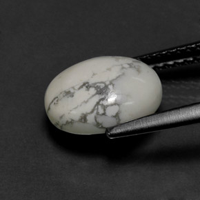 Howlita branco natural 2,65ct, corte oval, opaco