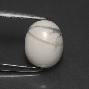 Howlita branco natural 2,24ct, corte oval, opaco