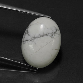 Howlita branco natural 7,96ct, corte oval, opaco
