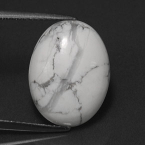 Howlita branco natural 7,54ct, corte oval, opaco