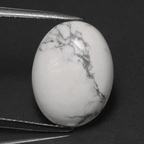 Howlita branco natural 7,41ct, corte oval, opaco