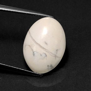 Howlita branco natural 9,30ct, corte oval, opaco