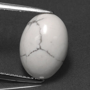 Howlita branco natural 5,87ct, corte oval, opaco