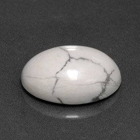 Howlita branco natural 5,87ct, corte oval, opaco