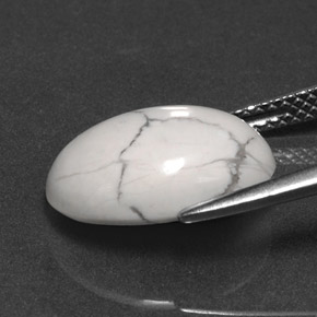 Howlita branco natural 5,87ct, corte oval, opaco