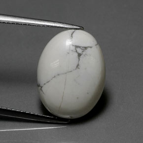 Howlita branco natural 9,10ct, corte oval, opaco
