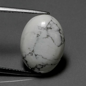 Howlita branco natural 7,88ct, corte oval, opaco