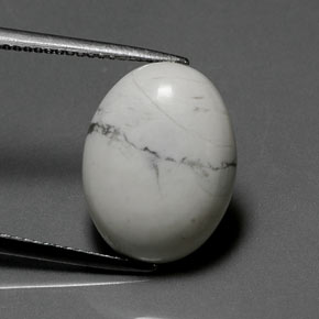 Howlita branco natural 8,27ct, corte oval, opaco