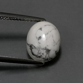 Howlita branco natural 2,41ct, corte oval, opaco