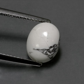 Howlita branco natural 2,60ct, corte oval, opaco