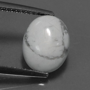 Howlita branco natural 2,49ct, corte oval, opaco