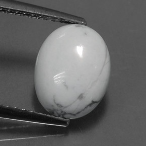 Howlita branco natural 2,55ct, corte oval, opaco