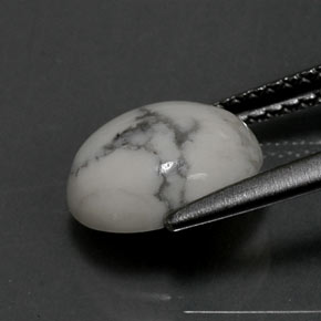 Howlita Branco acinzentado Natural 2.24ct, Corte Oval, Opaco