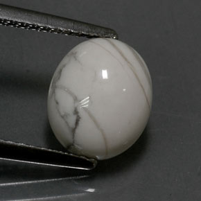 Howlita branco natural 2,36ct, corte oval, opaco