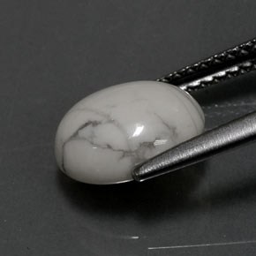 Howlita branco natural 2,36ct, corte oval, opaco