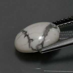 Howlita Branco acinzentado Natural 2,48ct, Corte Oval, Opaco