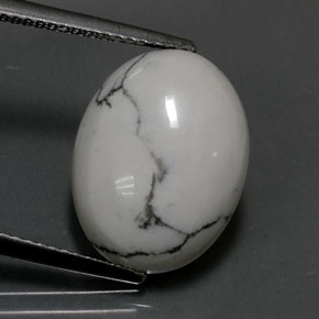 Howlita branco natural 7,17ct, corte oval, opaco