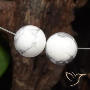 Pedras preciosas de Howlita Branco acinzentado natural de 30.20 ct, Esfera / Bola, Opaco