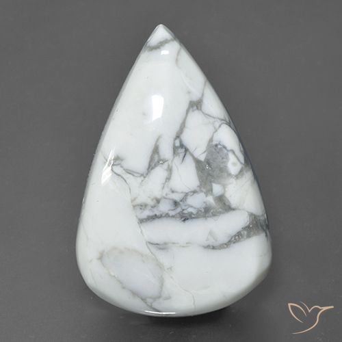 58.05ct Natural Branco acinzentado Howlita, Formato de pêra, Opaco