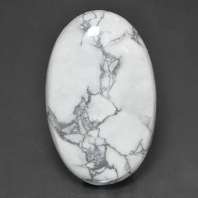 Howlita branco natural 63,57ct, corte oval, opaco