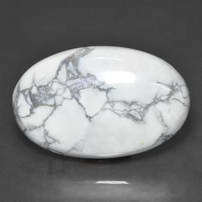Howlita branco natural 63,57ct, corte oval, opaco