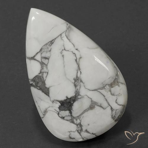 67.87ct Natural Branco acinzentado Howlita, Formato de pêra, Opaco