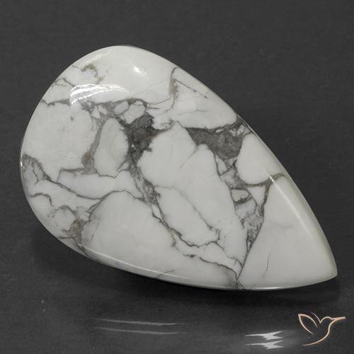 Howlita Branco acinzentado Natural 67.87ct, Formato de pêra, Opaco