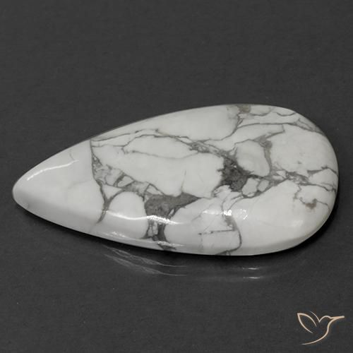Howlita Branco acinzentado Natural 67.87ct, Formato de pêra, Opaco