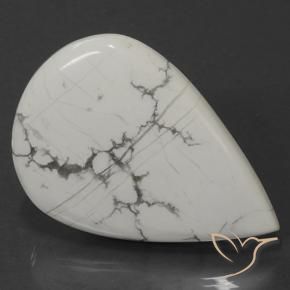 Howlita Branco acinzentado Natural 73.45ct, Formato de pêra, Opaco