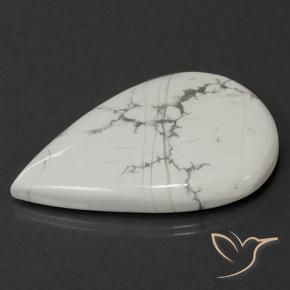 Howlita Branco acinzentado Natural 73.45ct, Formato de pêra, Opaco