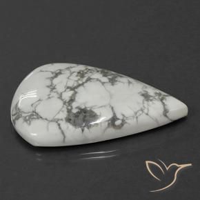 Howlita Branco acinzentado Natural 75.33ct, Formato de pêra, Opaco