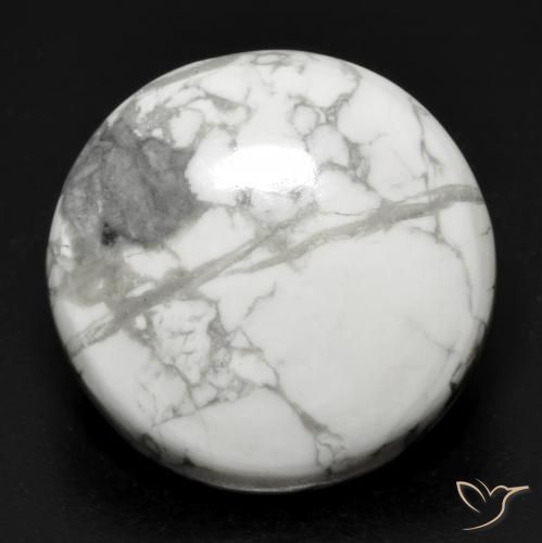Howlita Branco acinzentado Natural 22.71ct, Redondo, Opaco