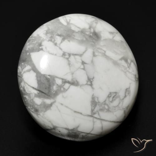 Howlita Branco acinzentado Natural 23.11ct, Redondo, Opaco