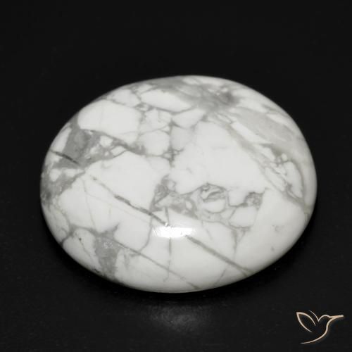 Howlita Branco acinzentado Natural 23.11ct, Redondo, Opaco
