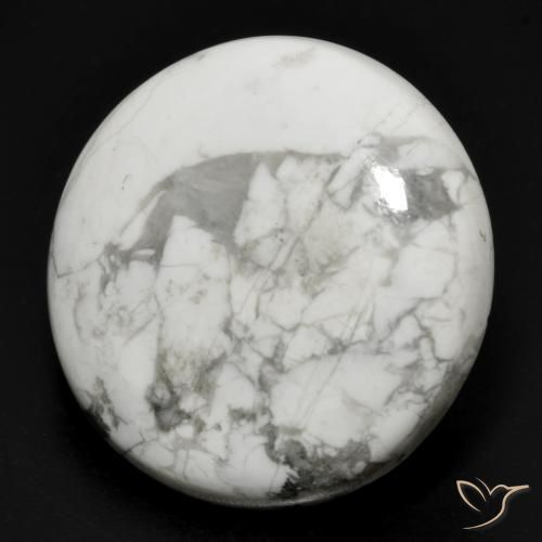 Howlita Branco acinzentado Natural 27.40ct, Redondo, Opaco