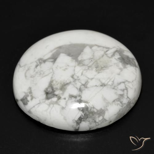 Howlita Branco acinzentado Natural 27.40ct, Redondo, Opaco
