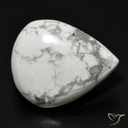 16.54ct Natural Branco acinzentado Howlita, Formato de pêra, Opaco