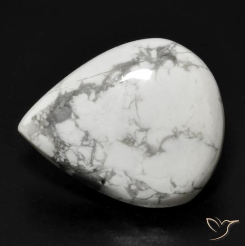 Howlita Branco acinzentado Natural 16.54ct, Formato de pêra, Opaco