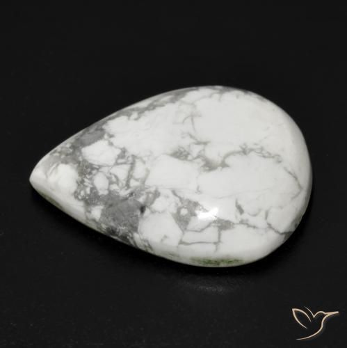 Howlita Branco acinzentado Natural 16.54ct, Formato de pêra, Opaco