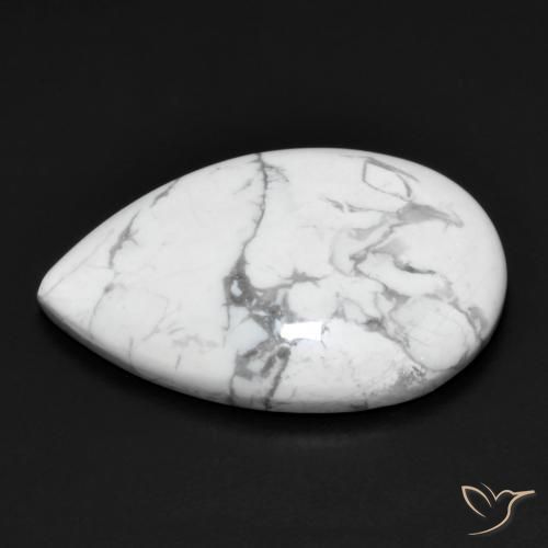Howlita Branco acinzentado Natural 14.38ct, Formato de pêra, Opaco
