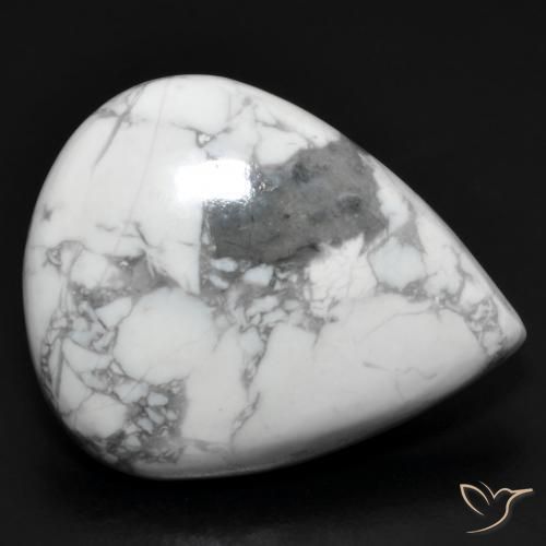 20.01ct Natural Branco acinzentado Howlita, Formato de pêra, Opaco