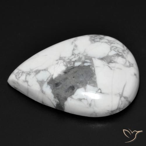 Howlita Branco acinzentado Natural 20.01ct, Formato de pêra, Opaco