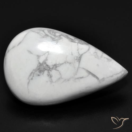 Howlita Branco acinzentado Natural 19.07ct, Formato de pêra, Opaco
