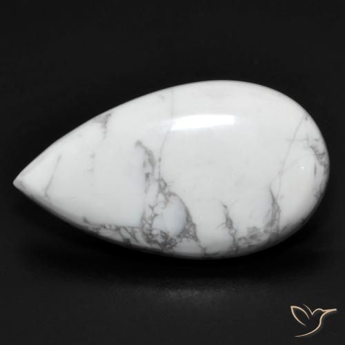 13.84ct Natural Branco acinzentado Howlita, Formato de pêra, Opaco