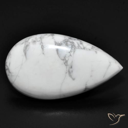 Howlita Branco acinzentado Natural 13.84ct, Formato de pêra, Opaco