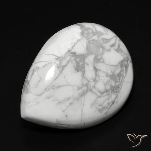 Howlita Branco acinzentado Natural 15.74ct, Formato de pêra, Opaco