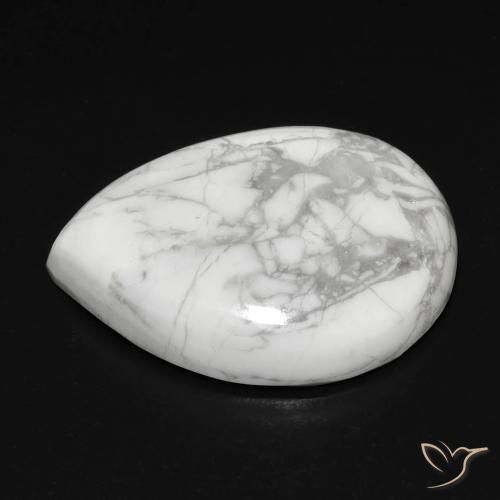 Howlita Branco acinzentado Natural 15.74ct, Formato de pêra, Opaco