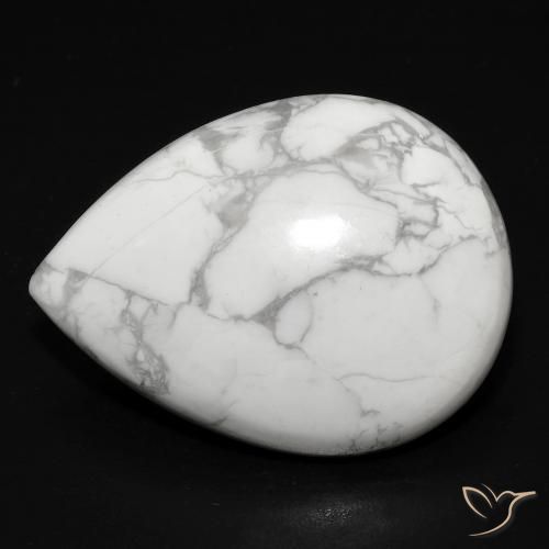 18.55ct Natural Branco acinzentado Howlita, Formato de pêra, Opaco